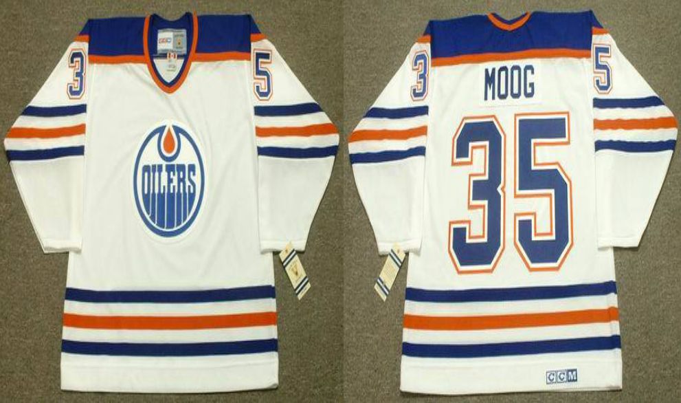 2019 Men Edmonton Oilers #35 Moog White CCM NHL jerseys